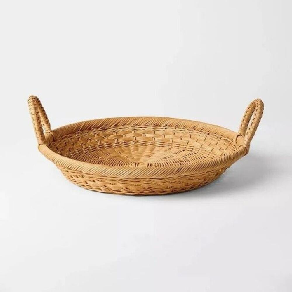 Threshold Studio McGee NWT Round Basket 18” Handwoven Tray Dual Handles